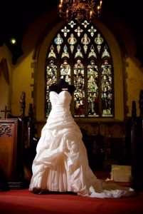 Wedding dress on display at All Saints Church