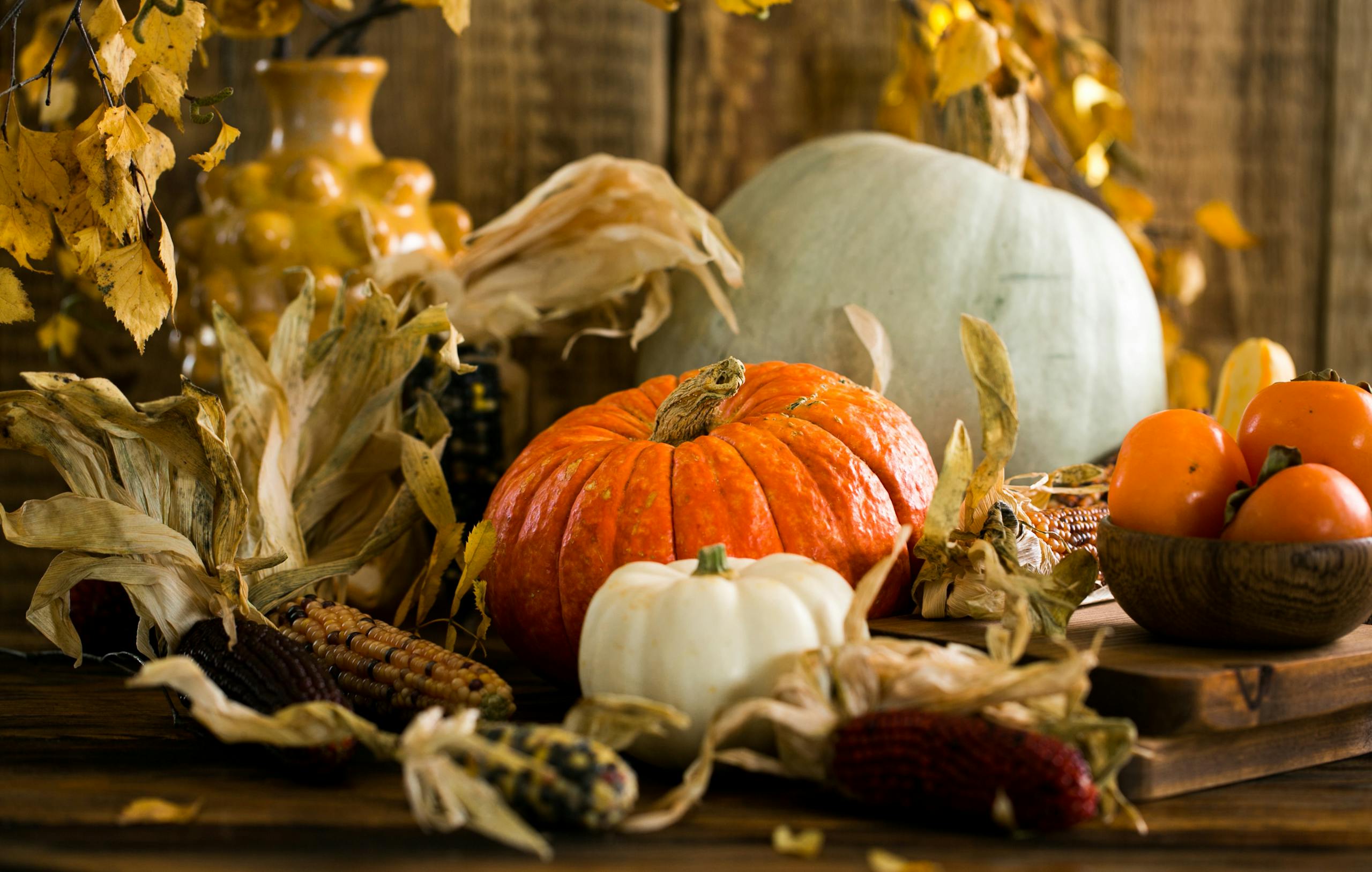 White And Orange Pumpkins On Table